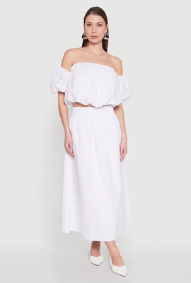 Womens Haute Monde High Waist Midi Skirt, White, Size M