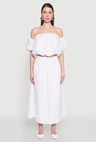 Womens Haute Monde High Waist Midi Skirt, White, Size M