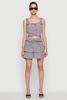 Womens Iris Gingham Print Ruffle Tiered Skirt, Multi, Size S