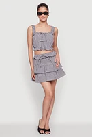 Womens Iris Gingham Print Ruffle Tiered Skirt, Multi, Size S