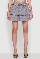 Womens Iris Gingham Print Ruffle Tiered Skirt, Multi, Size S