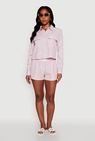 Womens Iris Classic Fit Textured Knit Shirt with Flap Pocket, Pink, Size L