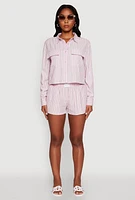 Womens Iris Classic Fit Textured Knit Shirt with Flap Pocket, Pink, Size L