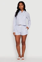 Womens Iris Cozy Vibes Textured Knit Shorts with Pockets, Blue, Size S
