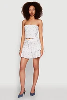 Womens Iris High Waist Tiered Mini Skirt, White,