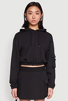 Womens Iris Fleece Cargo Pocket Pullover Hoodie,