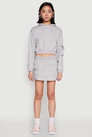Womens Iris Fleece Cargo Pocket Pullover Hoodie, Grey, Size L
