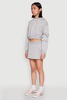 Womens Iris Fleece Cargo Pocket Pullover Hoodie, Grey, Size L