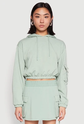 Womens Iris Fleece Cargo Pocket Pullover Hoodie,