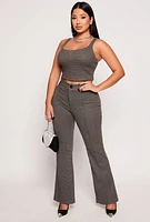 Womens Iris Houndstooth Crop Top, Grey, Size M