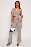 Womens Iris Houndstooth Crop Top, Grey, Size S