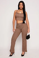 Womens Iris Houndstooth Crop Top, Brown, Size S