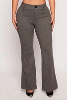 Womens Iris Houndstooth Pintuck Pants, Grey,