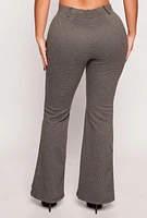 Womens Iris Houndstooth Pintuck Pants, Grey,