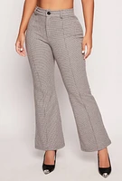 Womens Iris Houndstooth Pintuck Pants, Grey, Size L