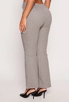 Womens Iris Houndstooth Pintuck Pants, Grey, Size L