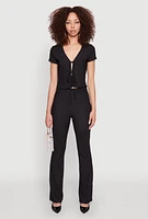 Womens Iris Textured Knit Dress Pants, Black, Size S