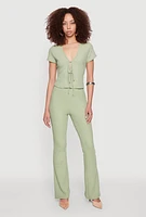 Womens Iris Textured Knit Dress Pants, Green, Size M
