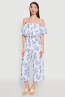 Womens Floral Print Bubble Crop Top, Multi,
