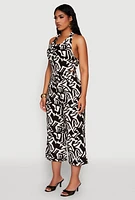 Womens Iris Printed Pattern Cowl Neck Crop Top, Multi, Size L