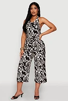 Womens Iris Smock Waist Printed Pattern Culottes, Multi, Size M