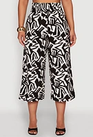 Womens Iris Smock Waist Printed Pattern Culottes, Multi, Size M