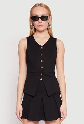 Womens Iris Ponte Waistcoat, Black, Size L