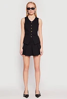 Womens Iris Ponte Waistcoat, Black, Size L