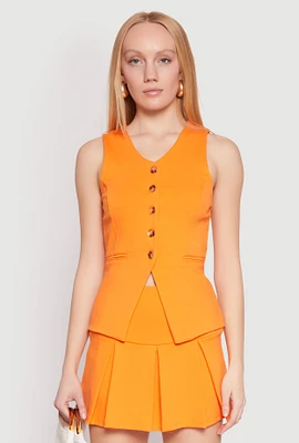 Womens Iris Ponte Waistcoat, Orange, Size L