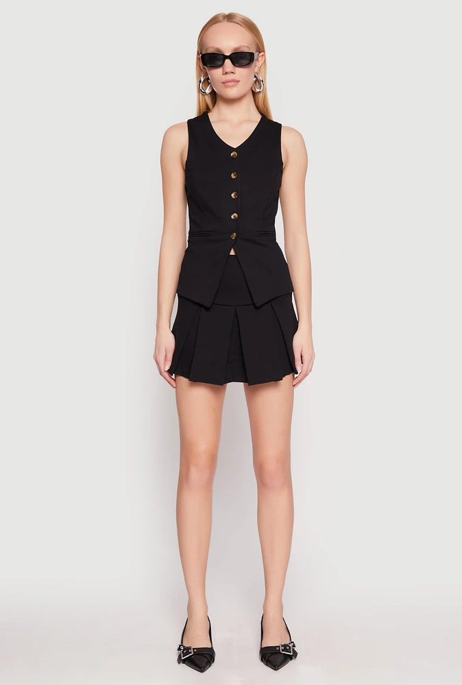 Womens Iris Ponte Pleated Mini Skirt,