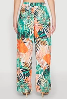 Womens Tropical Print Palazzo Pants, Multi, Size M