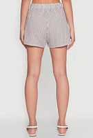 Womens Gauze Knit Striped Shorts, Grey, Size S