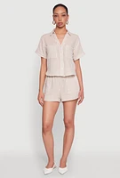Womens Gauze Knit Striped Shirt,