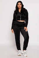 Womens Iris Velour Zip Front Cropped Hoodie,