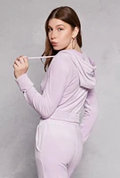Womens Iris Velour Zip Front Cropped Hoodie, S