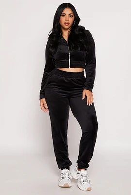 Womens Iris Pull On Velour Joggers, Black, Size L