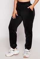 Womens Iris Pull On Velour Joggers, Black, Size L