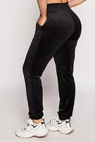Womens Iris Pull On Velour Joggers, Black, Size L