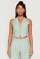 Womens Pinstripe Tie Back Blazer Vest, Green, Size M