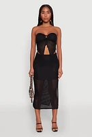 Womens Lined Textured Knit Side Slit Skirt,