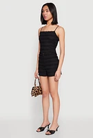 Womens Textured Knit Tiered Lace Detail Cami,