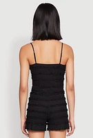 Womens Textured Knit Tiered Lace Detail Cami,