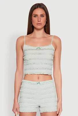 Womens Textured Knit Tiered Lace Detail Cami,