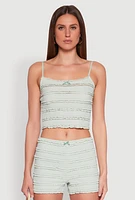 Womens Textured Knit Tiered Lace Detail Cami,