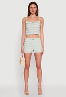 Womens Textured Knit Tiered Lace Detail Cami,