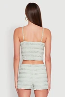 Womens Textured Knit Tiered Lace Detail Cami,