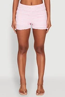 Womens Textured Knit Lace Detail Tiered Shorts,