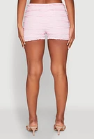 Womens Textured Knit Lace Detail Tiered Shorts,