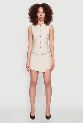 Womens Pinstripe Skort, Khaki, Size S