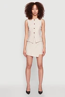 Womens Pinstripe Button Front Blazer Vest,